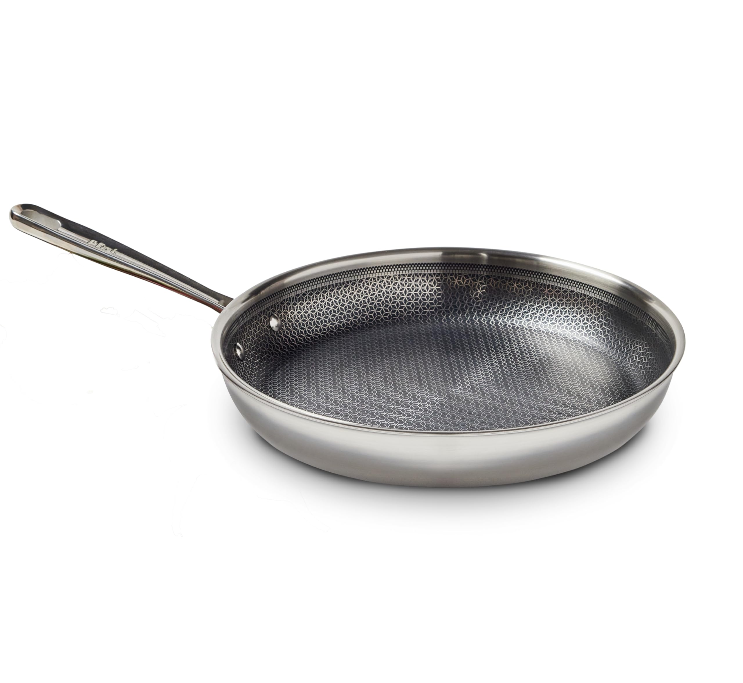 T-fal HybridMesh Tri-Ply Stainless Steel Fry Pan 12 Inch, Induction Oven Safe 500F, Metal Utensil Safe, Platinum Non Stick, Ideal For Searing, Sauteing & Frying, Cookware, Dishwasher Safe Silver/Black