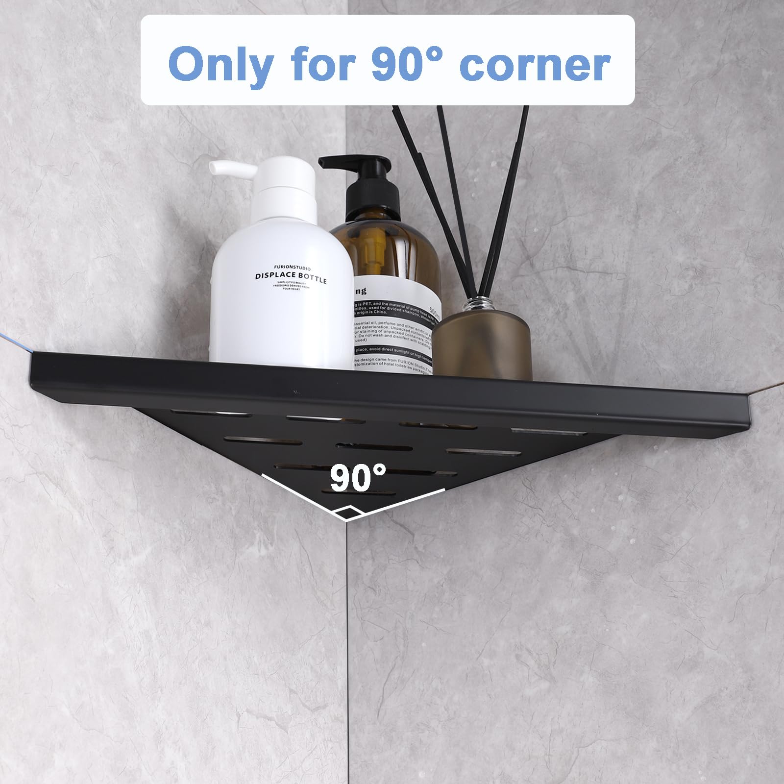 Xiarnotogi 10" Corner Shower Shelf, 2-Pack Bathroom Shelves for Tile Walls, SUS304 Stainless Steel Recessed Shower Shelf, Grout in Corner Organizer Shelves, Matte Black