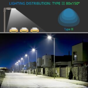 NUOGUAN 4Pcs 400W LED Parking Lot Light 56000LM with Slip Fitter, 5000K AC100-277V LED Shoebox Light, UL DLC ETL Listed, IP65 Waterproof Commercial Street Area Lighting for Parking Lot, Gym, Driveway