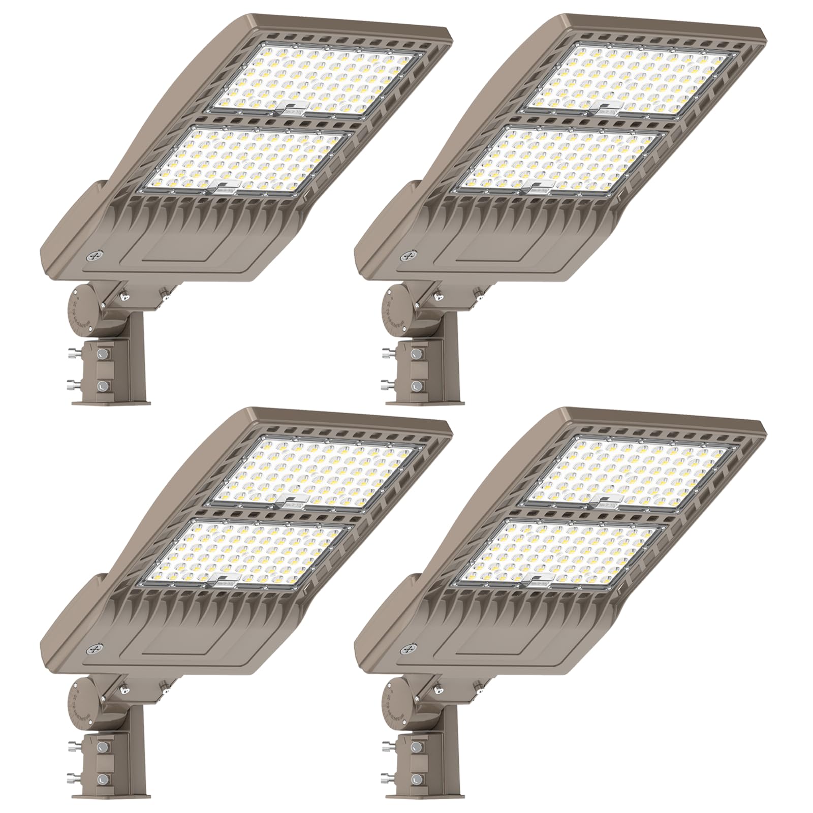 NUOGUAN 4Pcs 400W LED Parking Lot Light 56000LM with Slip Fitter, 5000K AC100-277V LED Shoebox Light, UL DLC ETL Listed, IP65 Waterproof Commercial Street Area Lighting for Parking Lot, Gym, Driveway