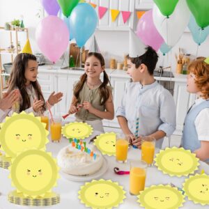 48 Pcs Yellow Sunshine Party Plates First Trip Around The Sun Paper Plates Sunshine Dinner Plates Summer Disposable Tableware for Sun 1st Birthday Party Supplies Baby Shower Birthday Decorations