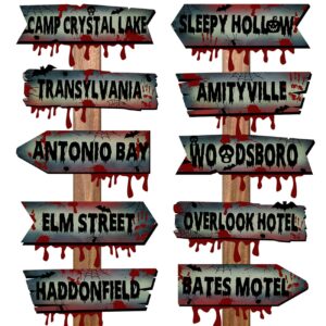 halloween horror movie themed decoration,20pcs horror cardboard signs for wall decor waterproof horror movie photo booth props for halloween party decoration