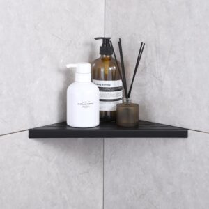 Xiarnotogi 10" Corner Shower Shelf, 2-Pack Bathroom Shelves for Tile Walls, SUS304 Stainless Steel Recessed Shower Shelf, Grout in Corner Organizer Shelves, Matte Black