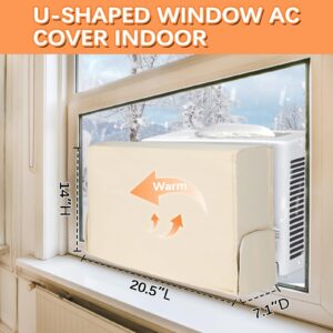 20.5"L x 14"H x 7.1"D Indoor Air Conditioner Cover for Midea U-Shaped Window Air Conditioner 8000/10000/120000 BTU, 3 Layers Insulation AC Cover for Midea , Window Air Conditioner Cover Inside, Beige