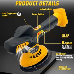 Car Buffer Polisher for Dewalt 20V Battery, Orbital Polisher with 6 Variable Speed, Power Polisher Replace DCM849B for Car Detailing/Polishing/Waxing(Battery Not Included)