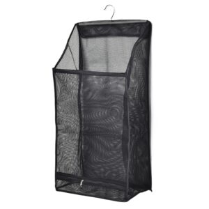 hanging mesh laundry bag, hanging foldable clothes hamper, mesh storage bag laundry hamper, foldable hanging clothes storage pocket, portable space saver