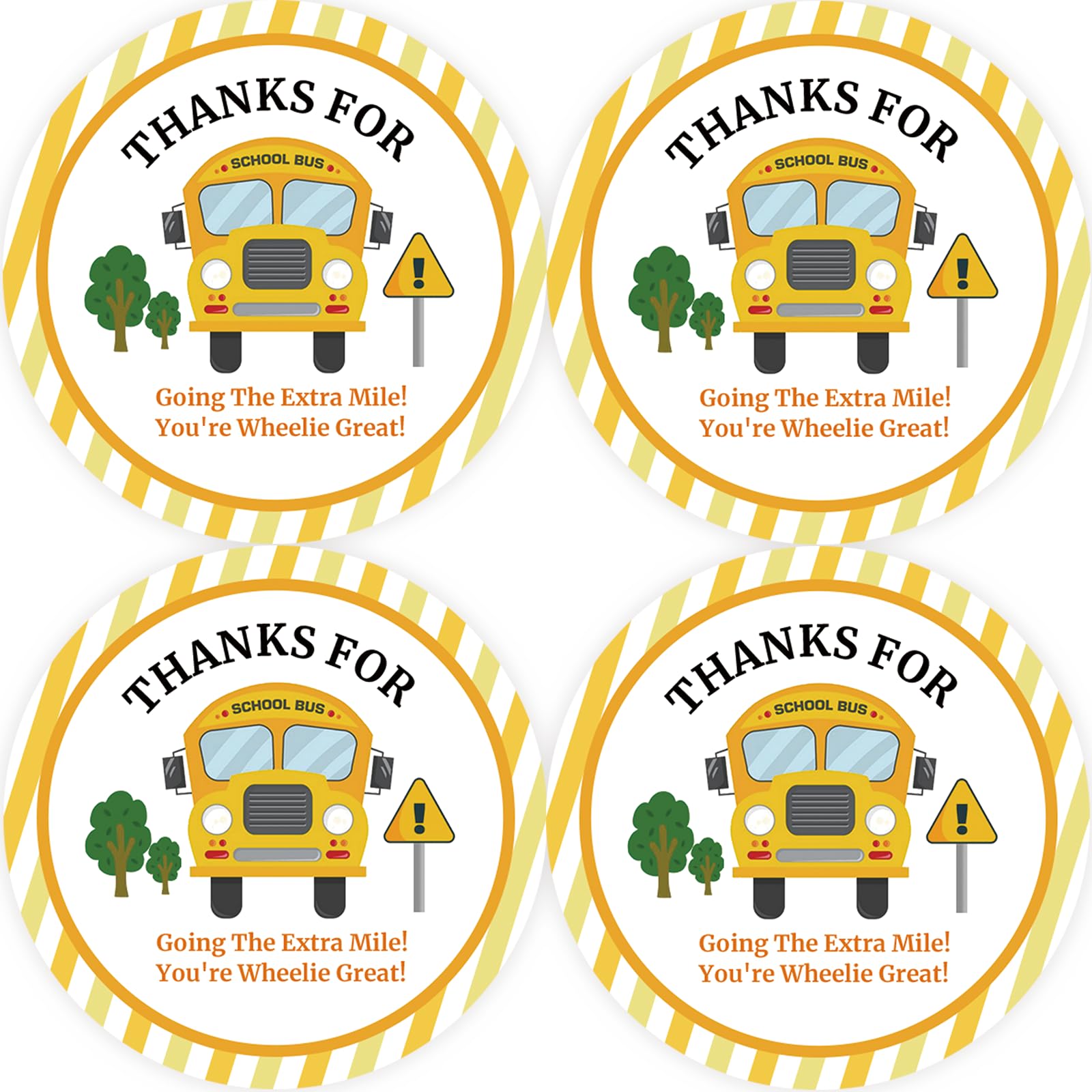 40pcs School Bus Thank You Stickers, Go The Extra Mile Transportation Thank You Stickers, School Bus Thanks Stickers, Bus Thank You Stickers for Birthday Thank Party Favors