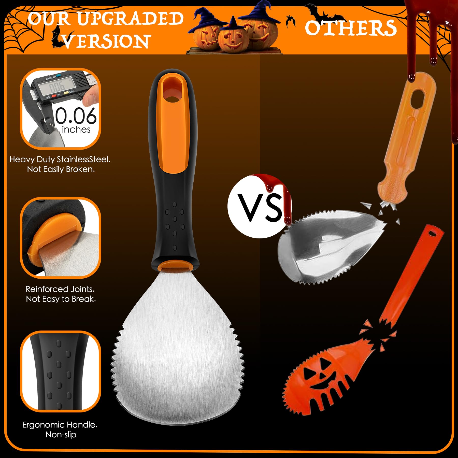 CHALEEMANG Pumpkin Carving Kit Halloween, Safe and Easy Set for Kids, Halloween Decoration Jack-O-Lanterns, DIY Stainless Steel Tools Gift Halloween