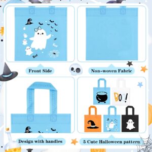 20Pcs Blue Halloween Party Treats Bags, Cute Ghost Cauldron NonWoven Halloween Candy Bag Gift Goodies Tote for Halloween Baby Shower Halloween Happy Boo Day A Little Boo is Almost Due Party Supplies