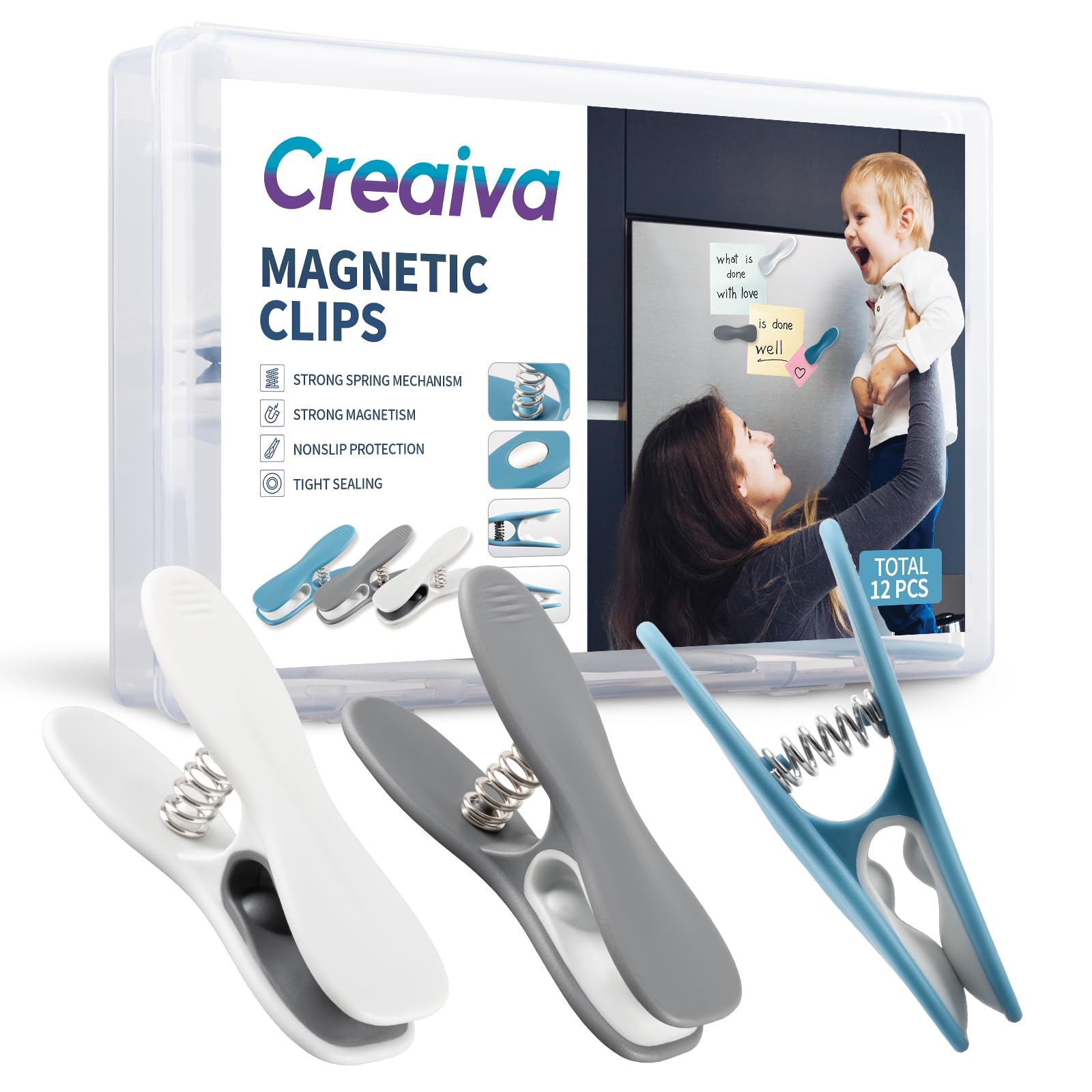 Chip Clips, 12 Pack, Bread Clips, Bag Clips, Magnetic Clips, Food Clips for Food Packages Chip Bag Clip, By Creaiva