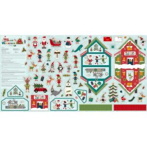 riley blake santa’s workshop felt panel by jennifer long of sew a story, perfect for quilting, apparel and home decor.