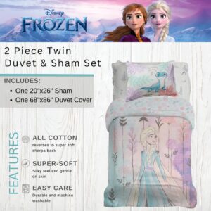 Franco Frozen 2 Kids Bedding Super Soft Premium Organic Cotton Duvet Cover with Sham, 2 Piece Twin Size, (Officially Licensed Product)