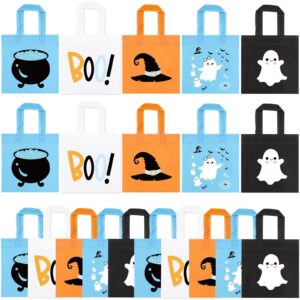 20pcs blue halloween party treats bags, cute ghost cauldron nonwoven halloween candy bag gift goodies tote for halloween baby shower halloween happy boo day a little boo is almost due party supplies