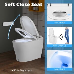 Giantex Smart Toilet with Bidet Built In, Bidet Toilet with Heat, Dryer, Night Light, Auto Open/Close, Foot Sensor, 1.28 GPF Automatic/Blackout Flush, Remote/Side Knob Control, Toilet Seat Elongated