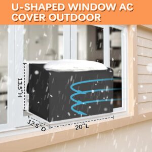 20"L x 13.5"H x 12.5"D Outdoor Window Air Conditioner Cover for Midea U-Shaped Air Conditioner 8000/10000/120000 BTU, 3 Layers Insulation AC Cover for Midea , Air Conditioner Covers for Outside, Black