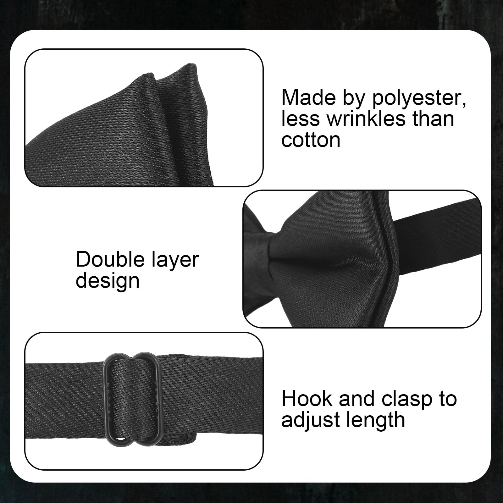 Watersay 3 Pcs Halloween Cosplay Accessories for Kids Include Black Spider Patch Fake Mustache Adjustable Neck Bow Tie for Halloween Cosplay Parties Masquerade Supplies