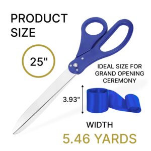 Large Grand Opening Ceremony Kit – 25 Inch Giant Scissors Blue with Blue Ribbon for Inauguration and Ceremony Ceremonial Scissors for Ribbon Cutting Grand Opening Ribbon and Scissor for Special Event