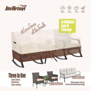 Jin Hrtoyi 3 Piece Outdoor Patio Set Furniture Cover,Garden Furniture Cover,64"Wx25"Dx28"H,100% Waterproof(600D), Fit for Rattan Chair Conversation Sets for Patio Bistro, Beige & Brown