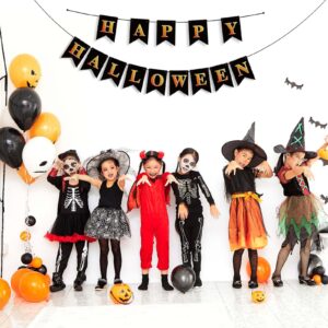 FALIZIFU Happy Halloween Banner Black Happy Halloween Sign Happy Halloween Flag for Mantle Fireplace Halloween Theme Party Supplies Wall Door Bunting Banner