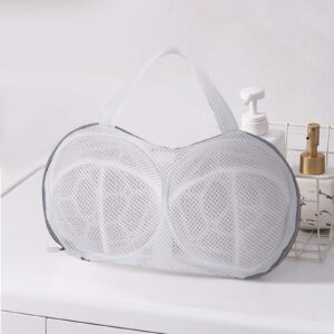 Bra Washing Bag Set for Laundry - Fine Mesh 3D Bracket Lingerie Bags Perfect for Delicates & Underwear Zippered Women's Exquisite Gray 2-Piece Set for Washing Machine