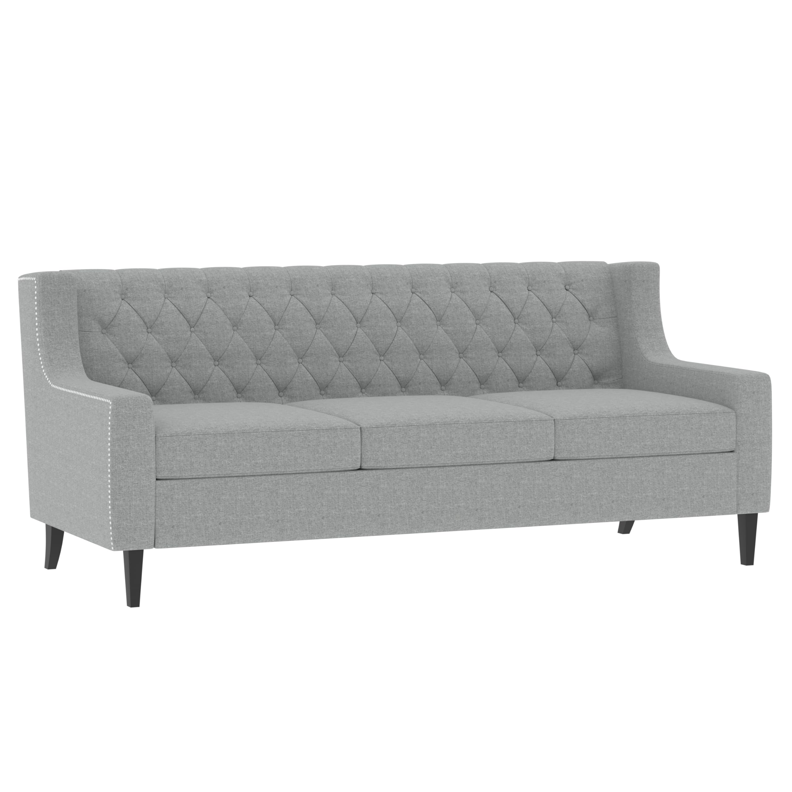 ZKZLAT 78.75'' 3-Seater Sofa, Button Tufted Backrest with Comfy Cushion, Mid Century Modern Couches for Living Room, Upholstered Comfy Sofa Couch for Bedroom, Apartment, Gray