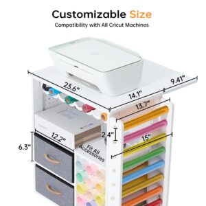 CRAFTEASE Rolling Craft Cart and Storage Table Compatible with Craft Machines Foldable Crafting Cabinets w/2 USB Ports and Outlets 31 Vinyl Rolls Holder Heat Press Organizer Workstation for Craft Room