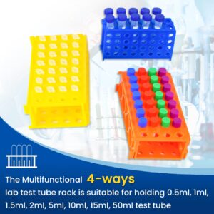 Plastic lab Test Tube Rack lab Tube Holder centrifuge Tube Rack Laboratory Multifunctional Stand Storage (3 Color, 3units 6.73InchX3.74InchX1.96Inch)