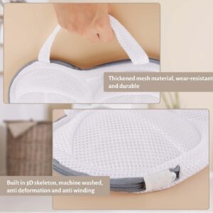 Bra Washing Bag Set for Laundry - Fine Mesh 3D Bracket Lingerie Bags Perfect for Delicates & Underwear Zippered Women's Exquisite Gray 2-Piece Set for Washing Machine