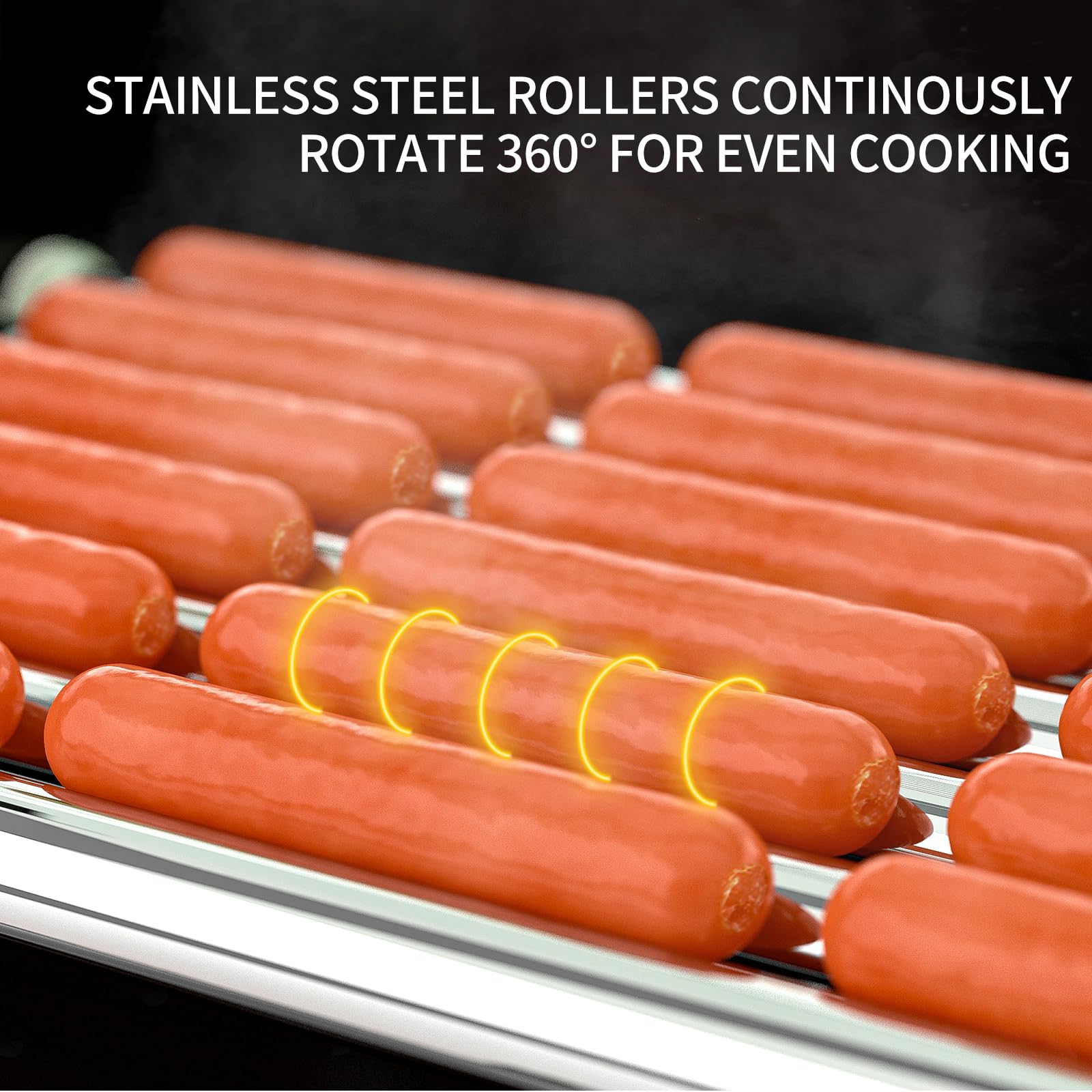 Awgpd Hot Dog Roller 5 Rollers 12 Hot Dogs Capacity, 750W Stainless Sausage Grill Cooker Machine with Dual Temp Control,Removable Drip Tray for Party Home Commercial (5 Roller)