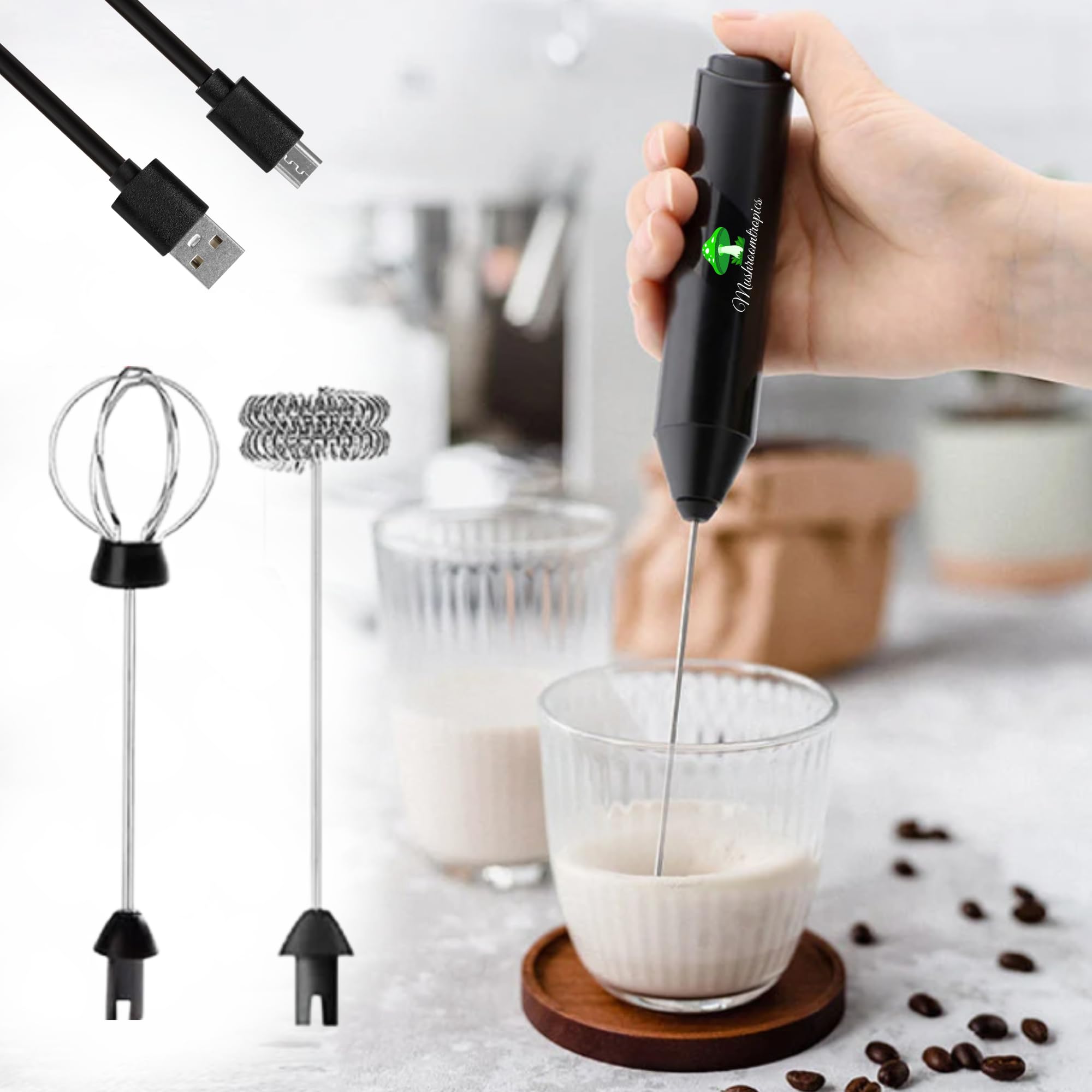 Rechargeable Electric Milk Frother/Whisk, 3 Speed, USB Charging, for Whisking Eggs, Coffee, Milk, Tea