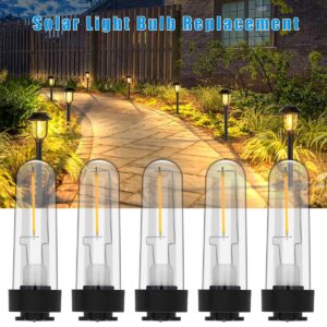 enwant LED Solar Light Replacement Bulbs, 3 Volts Filament Pathway Light Bulbs for Hampton Bay Fixtures, Warm White 3000K Solar Lightbulb Outdoor for Solar Walkway Light (5)