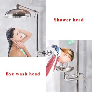 FLORIG Emergency Eyewash Station Combination Face and Eye Wash Station 304 Stanless Steel Eye Washer for Washing Showering Neck Arm Rescue Supply