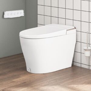 Giantex Smart Toilet with Bidet Built In, Bidet Toilet with Heat, Dryer, Night Light, Auto Open/Close, Foot Sensor, 1.28 GPF Automatic/Blackout Flush, Remote/Side Knob Control, Toilet Seat Elongated