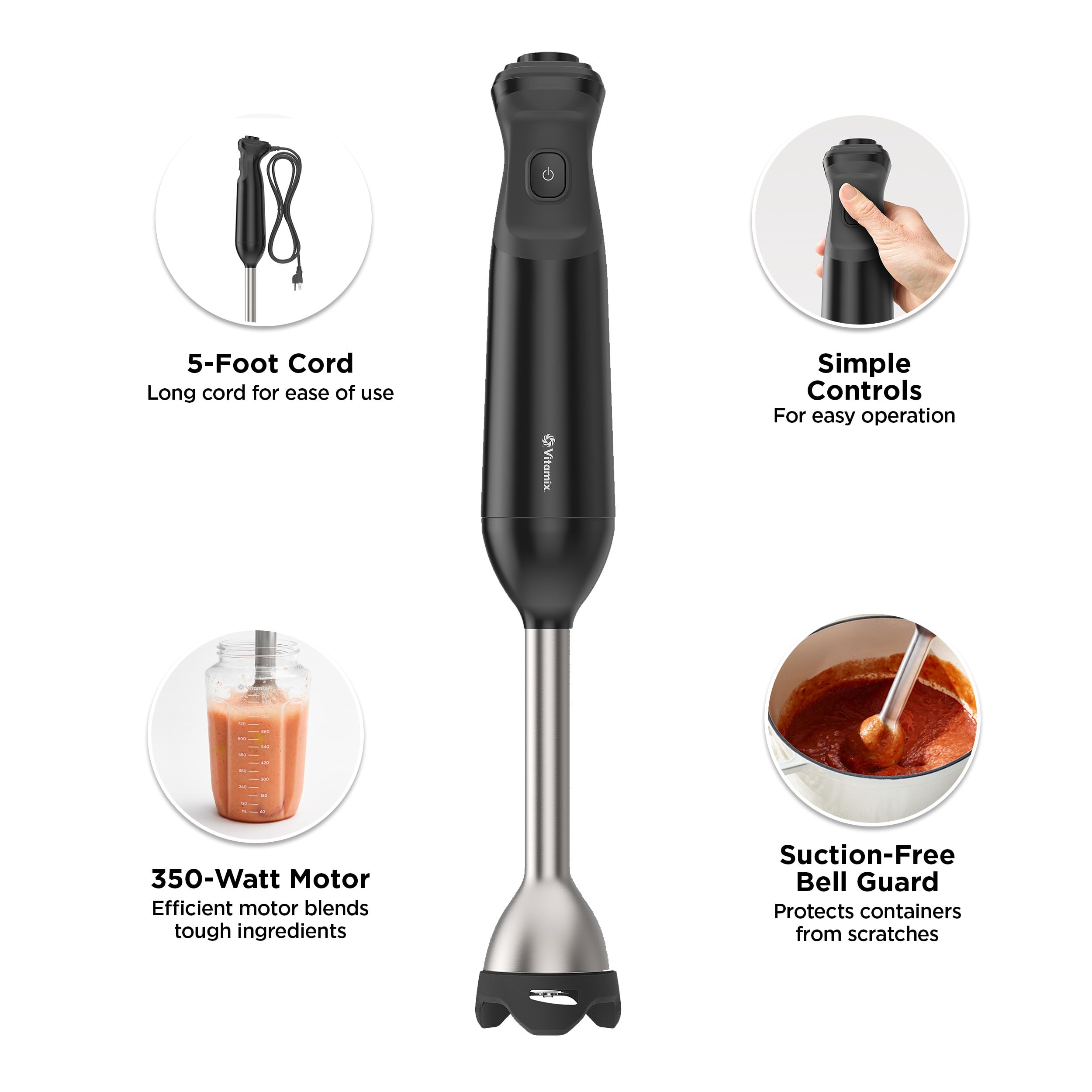 Vitamix 2-Speed Immersion Blender + Whisk, Black