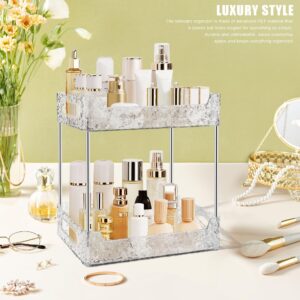 TENDER EPOCH 2-Tier Bathroom Counter Organizer Countertop Storage, Dresser Organizer Vanity Tray for Makeup, Perfume Organizer Cosmetics Skincare Shelf Organizer - Clear