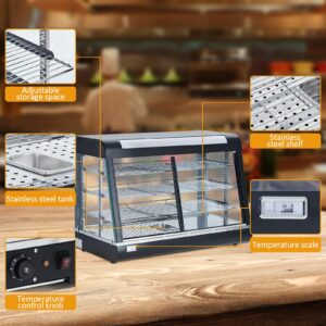 35" Food Warmer Commercial, Countertop Pizza Warmer 3-Tier with LED Lighting & Removable Shelves, Food Display Warmer for Restaurant