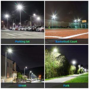 NUOGUAN 4Pcs 400W LED Parking Lot Light 56000LM with Slip Fitter, 5000K AC100-277V LED Shoebox Light, UL DLC ETL Listed, IP65 Waterproof Commercial Street Area Lighting for Parking Lot, Gym, Driveway