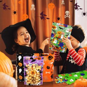 Resholder 60 Pcs Halloween Treat Bags Bulk Plastic Trick or Treat Bags with Handle Pumpkin Witch Hat Ghost Candy Goodie Bags Halloween Party Favor Gift Bags for Kids Birthday Party Supplies