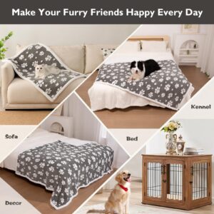 Yaning Waterproof Blanket for Dog Cat or Adult, Cute 3D Textured Paw Dog Blanket for Bed Couch Sofa, Soft Liquid Pee Proof Pet Blanket for Furniture Protector, 60"x80", Grey