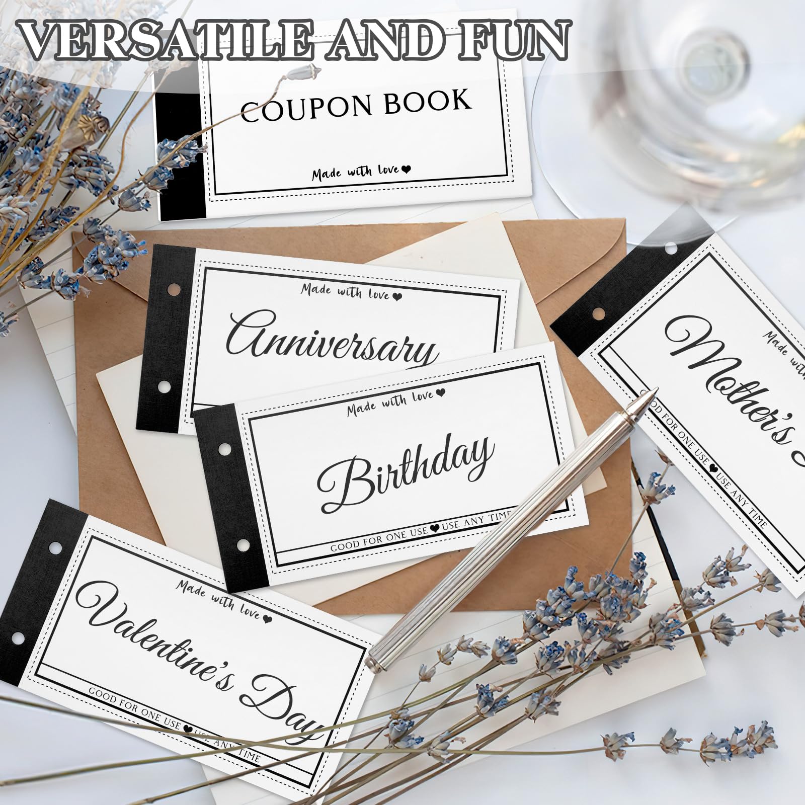 JULEASEL Blank Coupon Book for Him Her, 30 Personalized Vouchers Booklet for All Occasions | Unique Birthday Gifts, Fill In Your Own Coupon Ideas for Wife Husband Girlfriend Boyfriend Best Friend