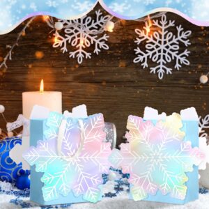 Kolldenn Christmas Iridescent Snowflake Gift Bags Holographic Frozen Goodie Bags Snowflake Party Favors Bags Winter Paper Bags with Handles for Xmas Winter Holiday Birthday(12 Pack)