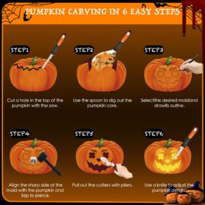 CHALEEMANG Pumpkin Carving Kit Halloween, Safe and Easy Set for Kids, Halloween Decoration Jack-O-Lanterns, DIY Stainless Steel Tools Gift Halloween