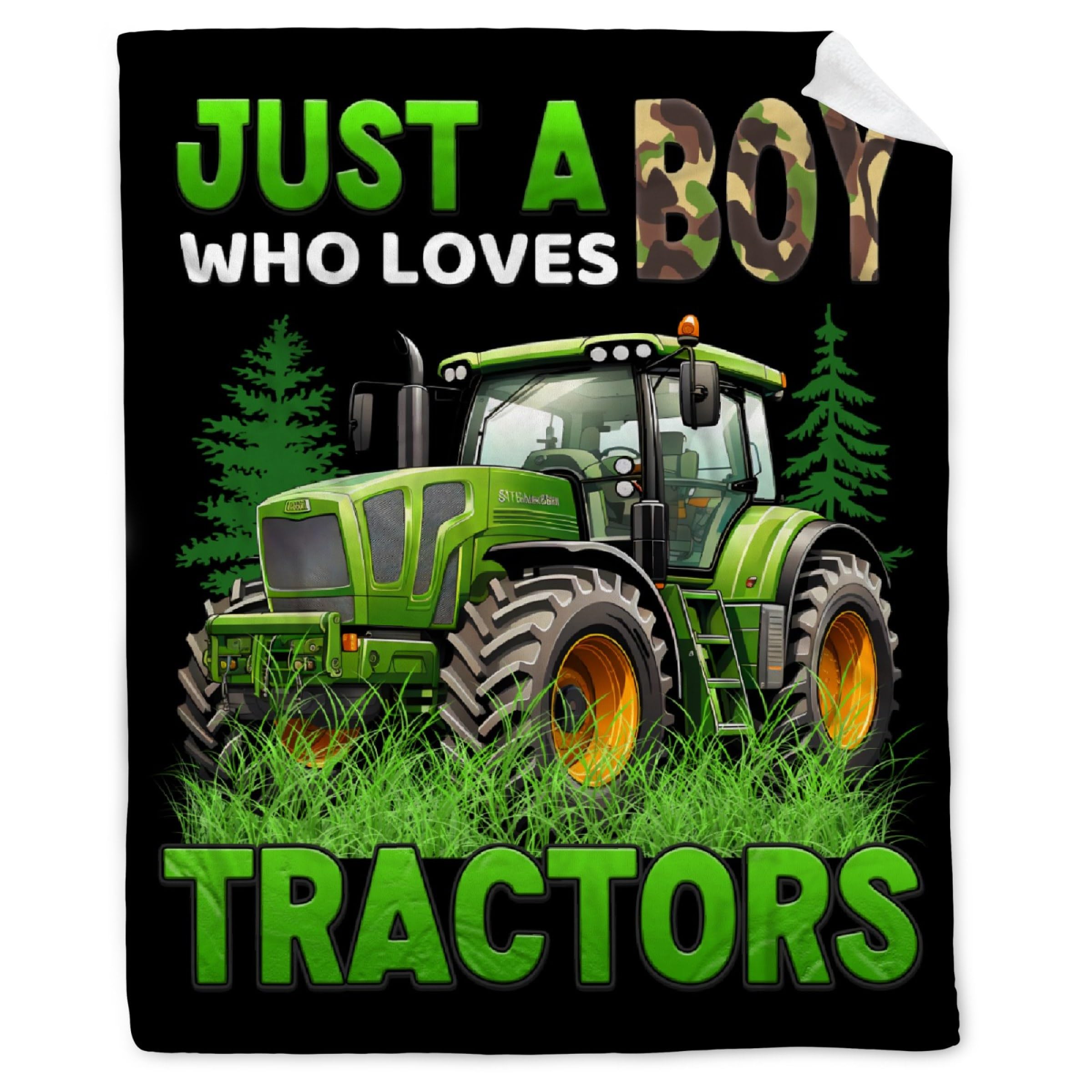 Just A Boy Who Loves Tractors Blanket Just A Boy Who Loves Gift for Tractors Lovers Boy Soft Fuzzy Cozy Throw Blanket Warm Plush Lightweight Flannel for Bedroom Sofa Living Room 40"x50" for Kids