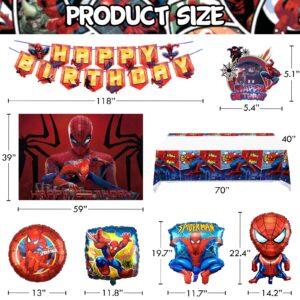 Birthday Party Supplies,Spider Theme Style Party Decorations Include Happy Birthday Banner,Backdrop,Tablecover,Cake Toppers,Cupcake Toppers,Spiral Charms and Latex Balloons Set