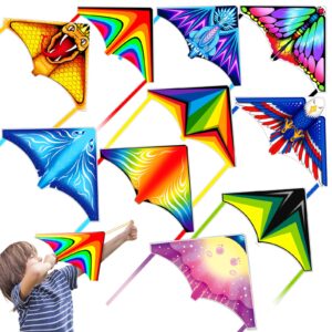 tcvents 8 pack flying toys, mini kites, airplane launcher toys for boys girls 3-5 6 7 8-15 gift, outdoor toys colorful kites bulk party favors for kids beach graden park- easy to fly, a