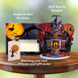 Freshcut Paper Pop Up Cards, 15 Inch Halloween Haunted House 3D Popup Greeting Cards, Halloween Gifts, Birthday Gift Cards, Note Card & Envelope, Haunted House