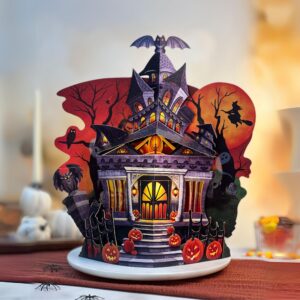 Freshcut Paper Pop Up Cards, 15 Inch Halloween Haunted House 3D Popup Greeting Cards, Halloween Gifts, Birthday Gift Cards, Note Card & Envelope, Haunted House