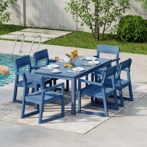 3 Piece Patio Bistro Set, All-Weather HIPS Modern Chairs Set of 2 with Table, 400 lbs Support Outdoor Chair for Backyard, Garden, Porch, and Indoor, Blue