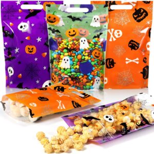 resholder 60 pcs halloween treat bags bulk plastic trick or treat bags with handle pumpkin witch hat ghost candy goodie bags halloween party favor gift bags for kids birthday party supplies