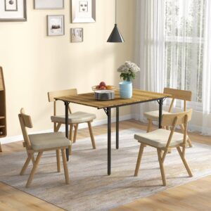 HOMCOM Industrial Folding Dining Table for 2 to 4, Space Saving Drop Leaf Kitchen Table for Small Spaces, Walnut